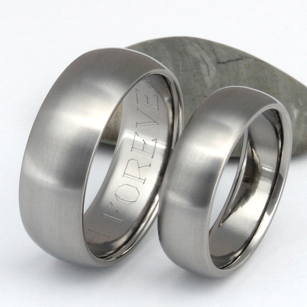 Matching Titanium Wedding Band Set - stn11