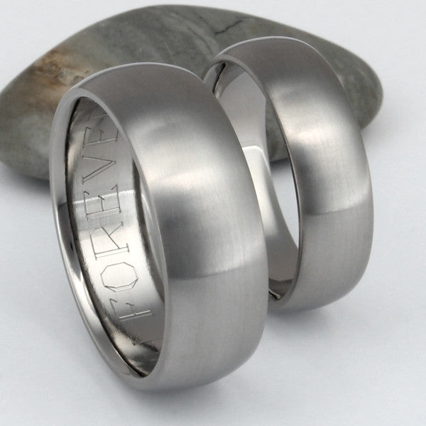Matching Titanium Wedding Band Set - stn11
