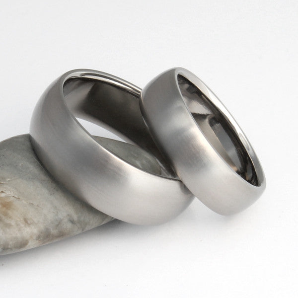 Matching Titanium Wedding Band Set - stn11