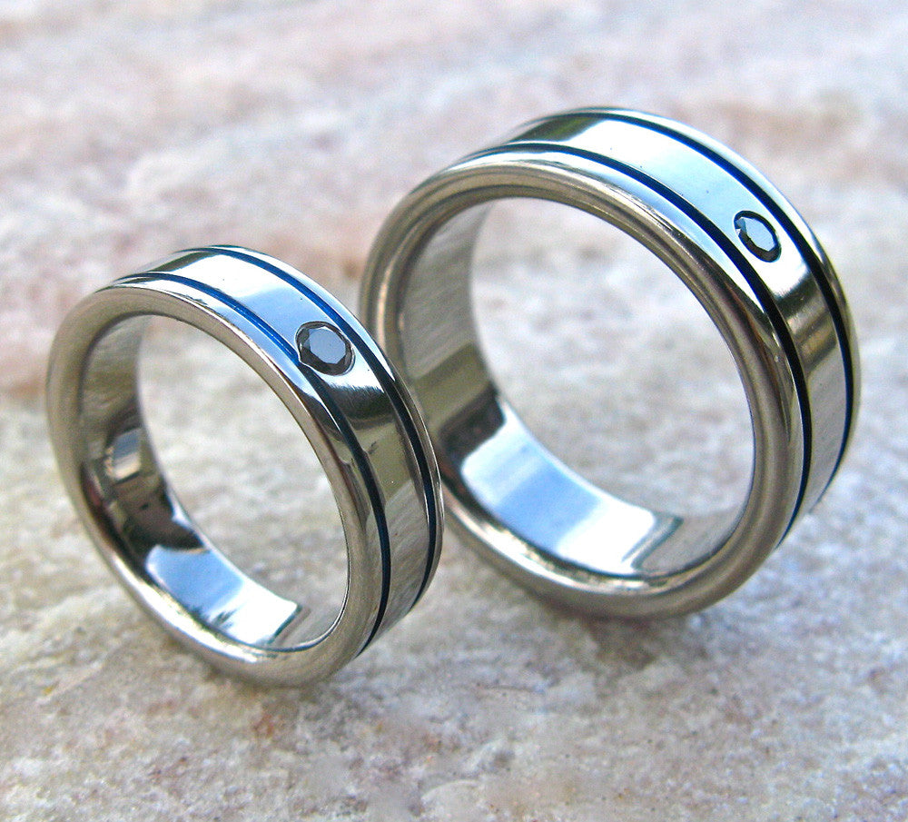 Matching Black Diamond Titanium Band Set stbd10