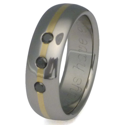 Black Diamond Titanium Wedding Band