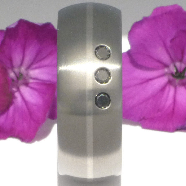 black diamond wedding ring with platinum inlay bd6 Titanium Wedding and Engagement Rings