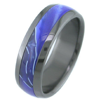 Boone Black Zirconium Titanium Ring - Blue Hawaii