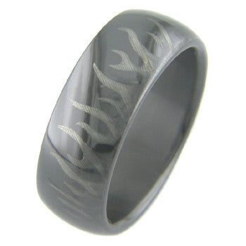 Boone Black Zirconium Titanium Ring - Flames