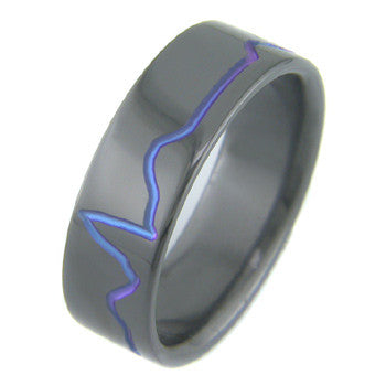 Boone Black Zirconium Titanium Ring - Heartbeat