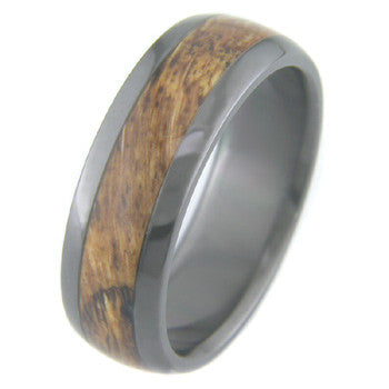 Boone Titanium Black Zirconium Ring w/ Red Oak Burl Inlay