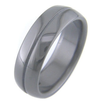 Boone Black Zirconium Titanium Ring with Single Accent Line