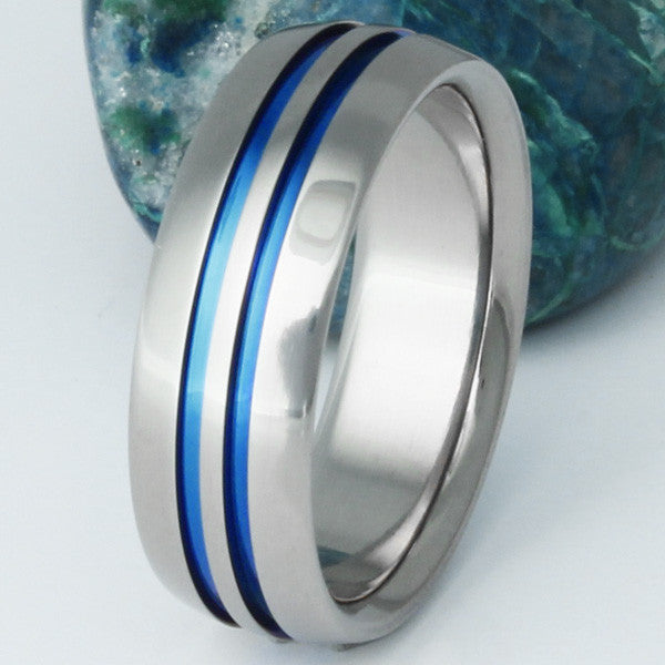 blue titanium promise ring b1 Titanium Wedding and Engagement Rings