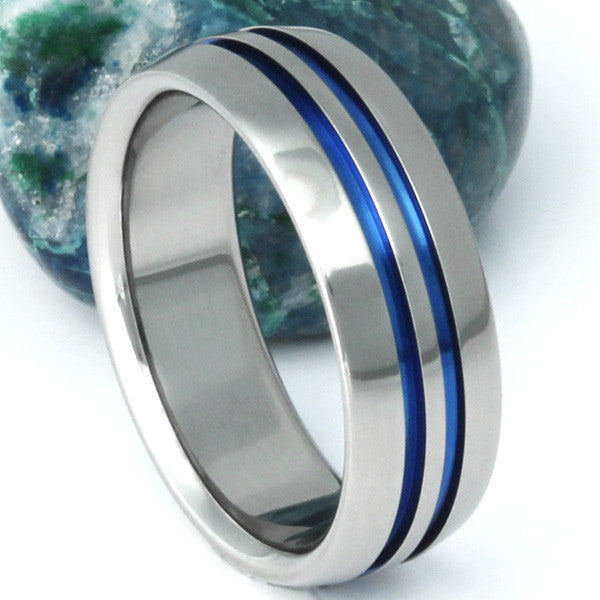 blue titanium promise ring b1 Titanium Wedding and Engagement Rings
