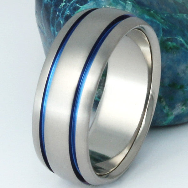 Blue Titanium Promise Ring b10 – Titanium Rings Studio