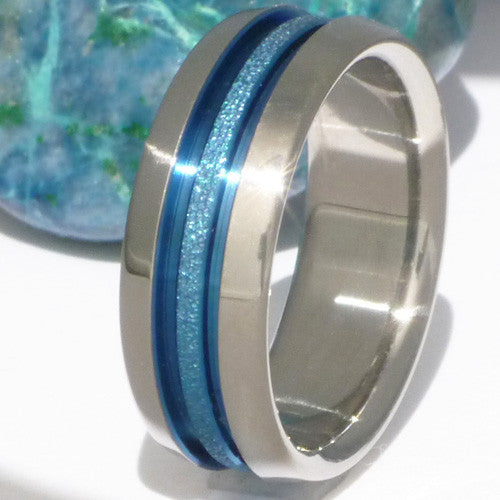 deep hawaiian blue titanium ring b16 Titanium Wedding and Engagement Rings