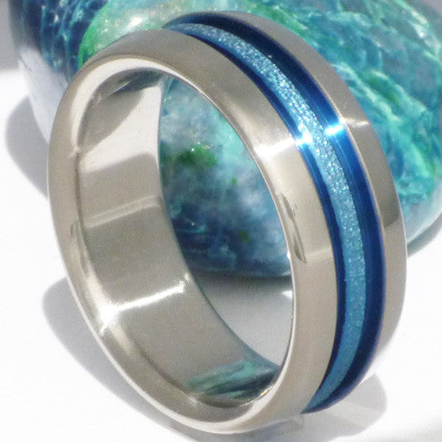 deep hawaiian blue titanium ring b16 Titanium Wedding and Engagement Rings