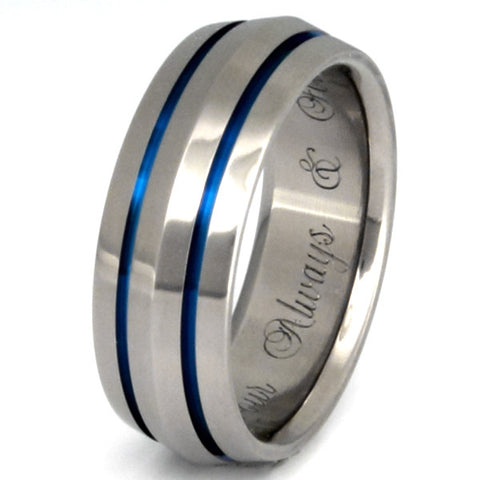 blue titanium ring b17 Titanium Wedding and Engagement Rings