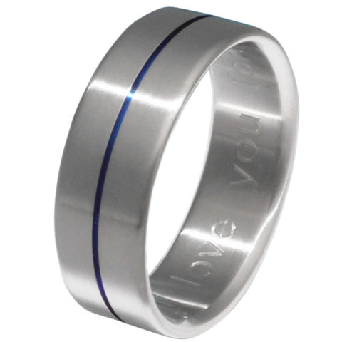 blue titanium wedding band b34 Titanium Wedding and Engagement Rings