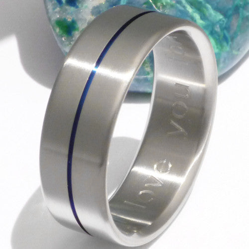 blue titanium wedding band b34 Titanium Wedding and Engagement Rings