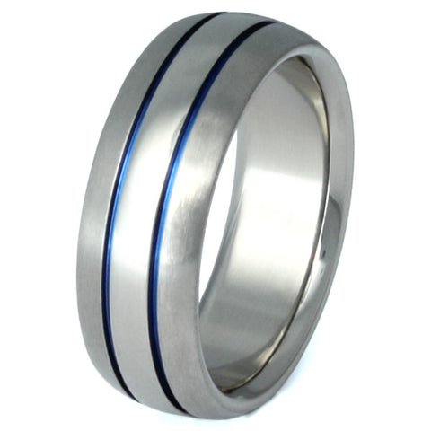 thin blue line titanium ring b4 Titanium Wedding and Engagement Rings