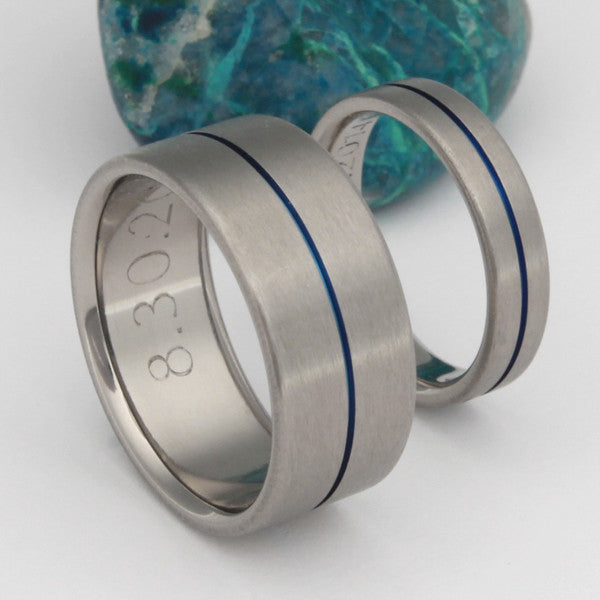 blue titanium ring set stb34 Titanium Wedding and Engagement Rings