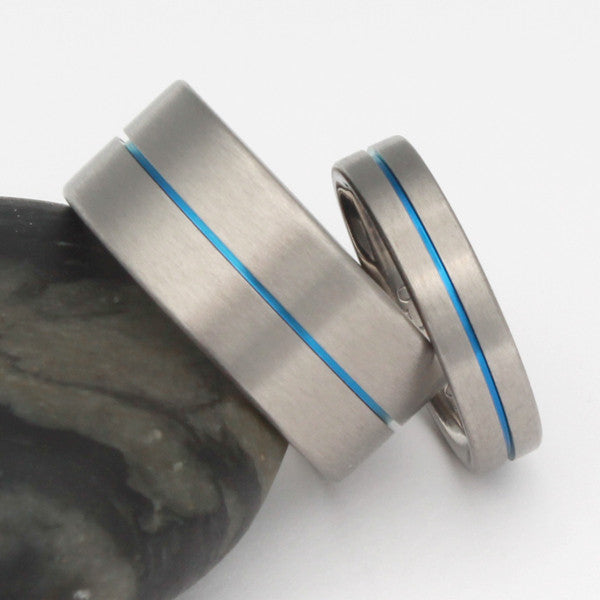 blue titanium ring set stb34 Titanium Wedding and Engagement Rings