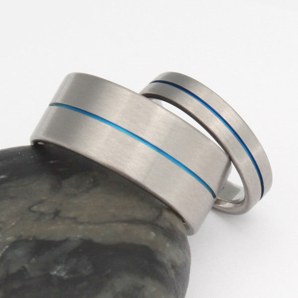 blue titanium ring set stb34 Titanium Wedding and Engagement Rings