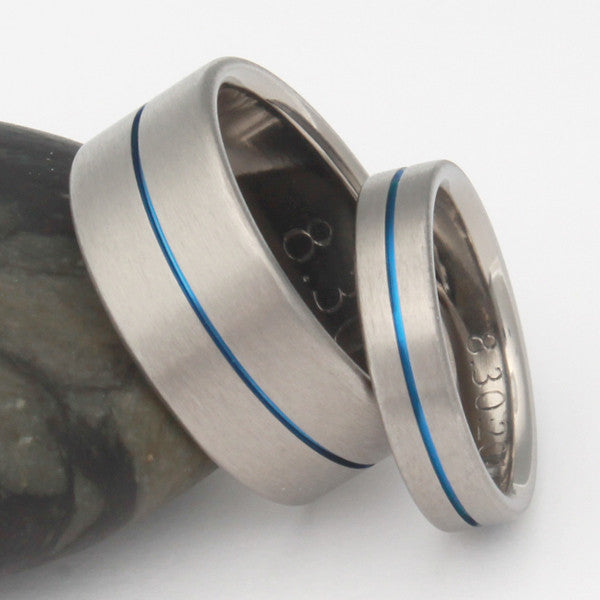 blue titanium ring set stb34 Titanium Wedding and Engagement Rings