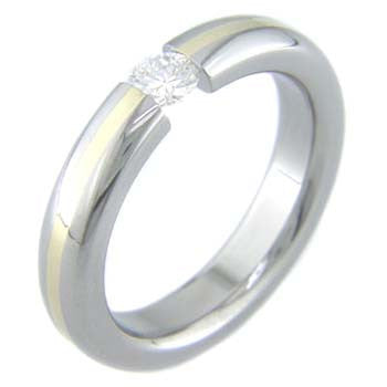 classic round with gold Titanium Wedding and Engagement Rings