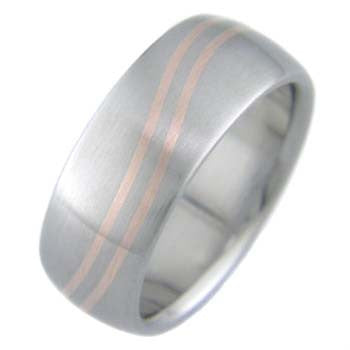 Boone Precious Metal Titanium Ring - Dual Sine Inlays