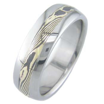 gold shakudo twist mokume Titanium Wedding and Engagement Rings