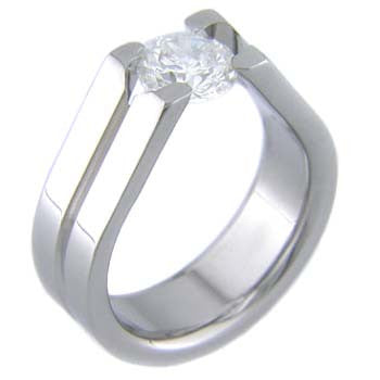 harmony rounded stone Titanium Wedding and Engagement Rings