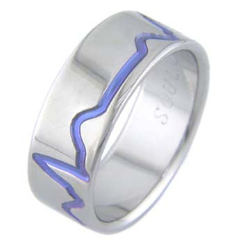 Boone Titanium Ring - Heartbeat Blue 