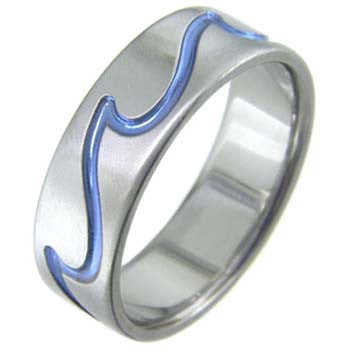 Boone Titanium Ring - Ocean Blue 