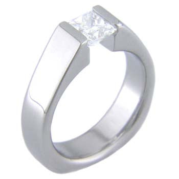 squared back princess Titanium Wedding and Engagement Rings