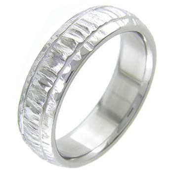 Boone Titanium Ring - Tree Bark with 2 Accents