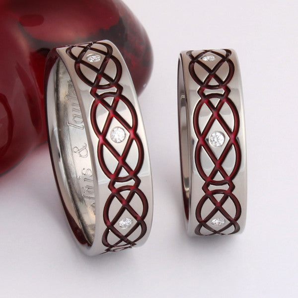 matching celtic titanium ring set stck43 Titanium Wedding and Engagement Rings