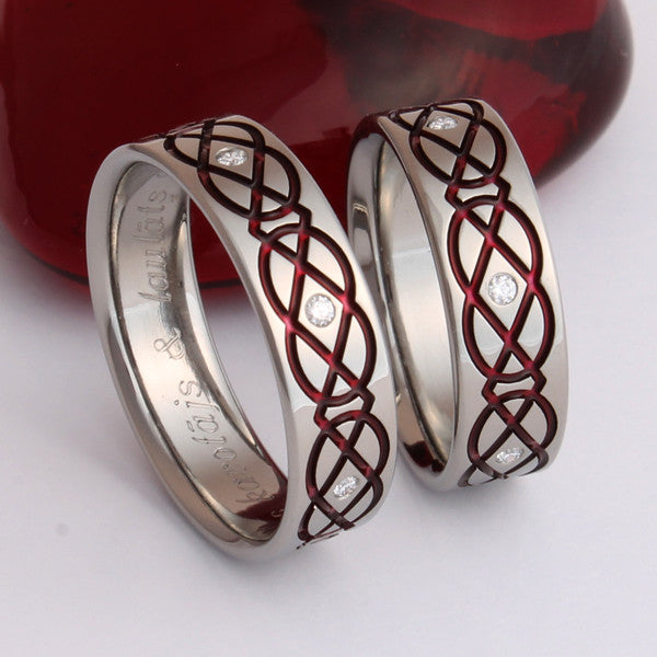matching celtic titanium ring set stck43 Titanium Wedding and Engagement Rings