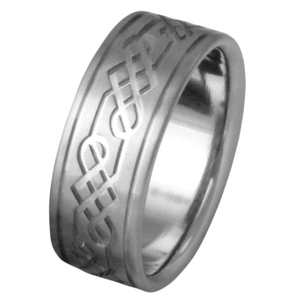 Celtic Ring - Men's White Gold with Yellow Gold Trim and Diamond Warrior  Shield Wedding Ring at IrishShop.com | WED48