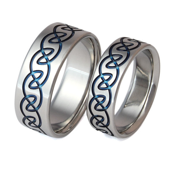 Matching Celtic Titanium Wedding Band Set stck10