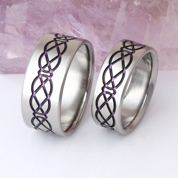 irish celtic titanium ring set stck1purple Titanium Wedding and Engagement Rings