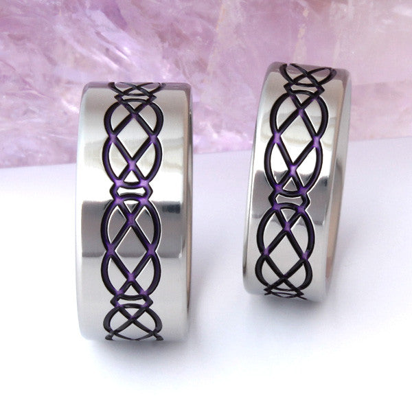 irish celtic titanium ring set stck1purple Titanium Wedding and Engagement Rings