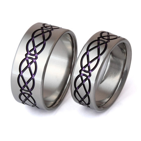 irish celtic titanium ring set stck1purple Titanium Wedding and Engagement Rings