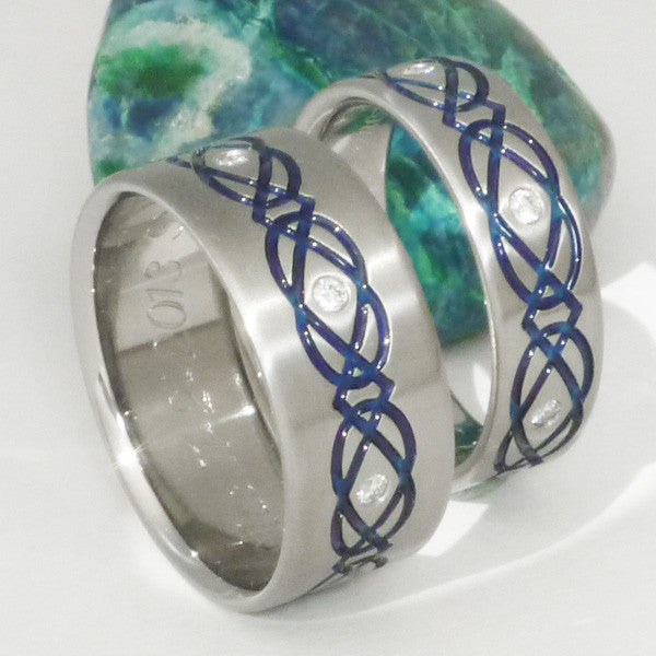 matching celtic titanium ring set stck43 Titanium Wedding and Engagement Rings