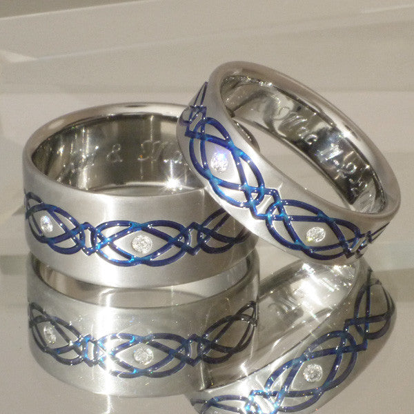 matching celtic titanium ring set stck43 Titanium Wedding and Engagement Rings