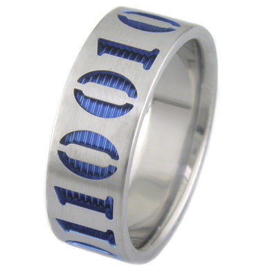 Titanium Laser Engraved Ring - Coder – Titanium Rings Studio