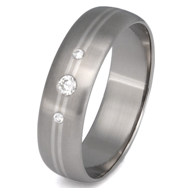 Titanium Diamond Wedding Ring s22 – Titanium Rings Studio