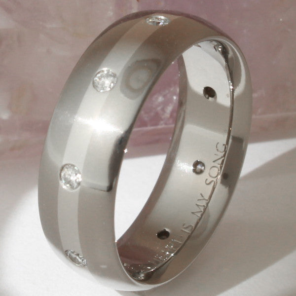 titanium diamond wedding ring with platinum inlay s84 Titanium Wedding and Engagement Rings