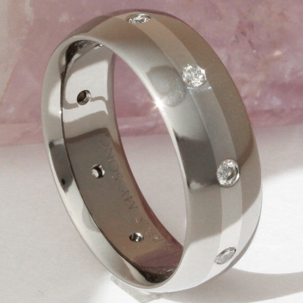 titanium diamond wedding ring with platinum inlay s84 Titanium Wedding and Engagement Rings
