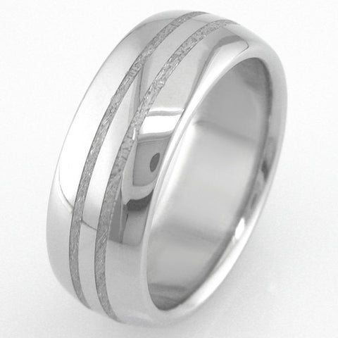 Boone Titanium and Meteorite Ring - Two Stripes