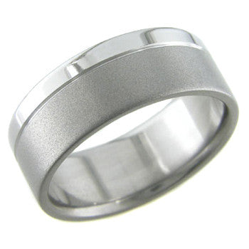 Boone Titanium Ring - Flat with Beadblast and Polish