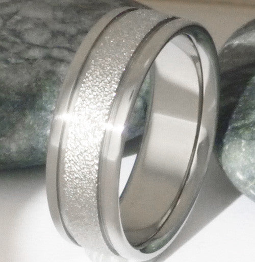waterfall frost titanium wedding ring f5 Titanium Wedding and Engagement Rings