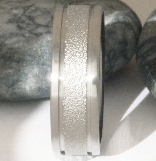 waterfall frost titanium wedding ring f5 Titanium Wedding and Engagement Rings