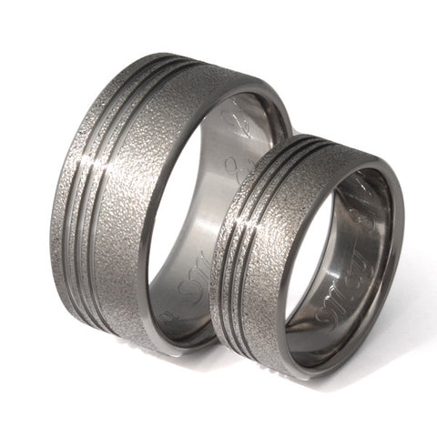 matching frost titanium wedding ring set stf1 Titanium Wedding and Engagement Rings